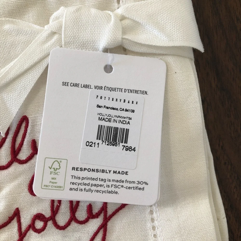 Pottery Barn Holly Jolly Napkins